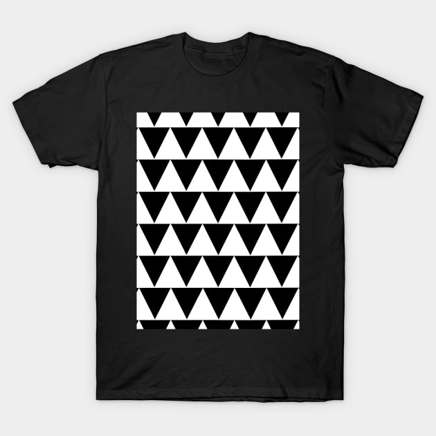 Monochrome Triangles Pattern T-Shirt by OneThreeSix